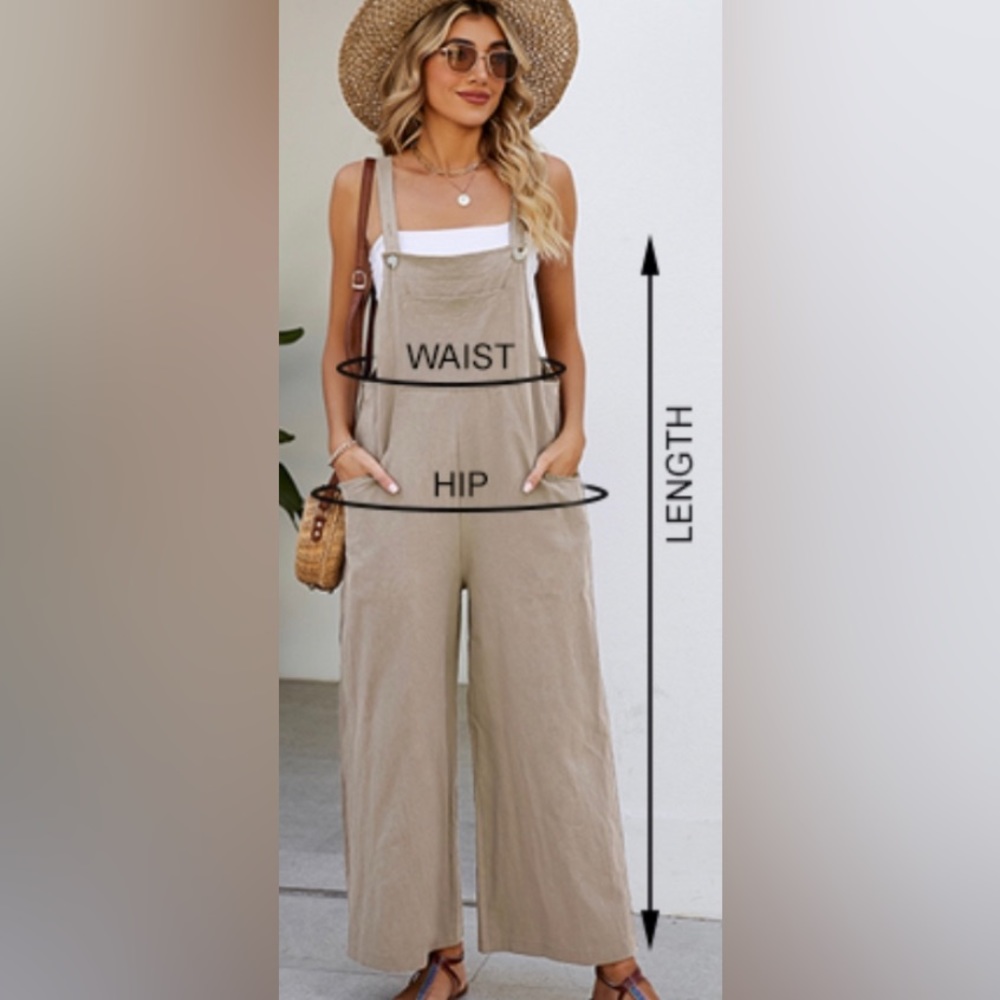 Women’s Bluish Gray Casual Loose Fit Wide Leg Jumpsuit With Adjustable Straps - Picture 11 of 11